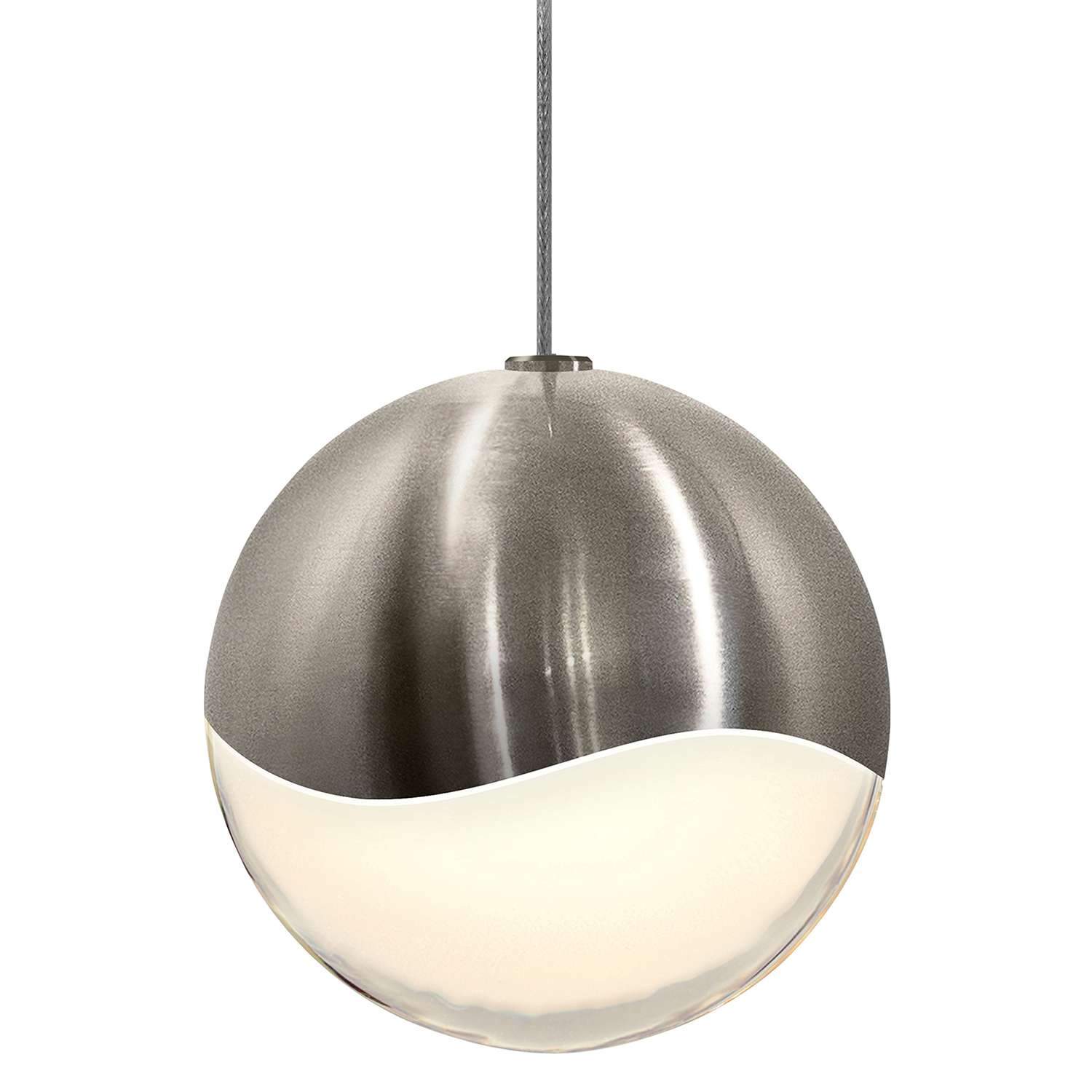 Grapes 1 Light LED Pendant - Satin Nickel/White Crystal (Large)