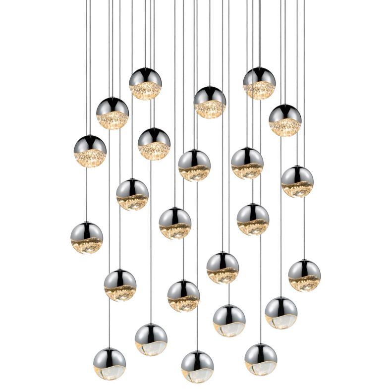 Grapes 24 Medium Light LED Round Multipoint Chandelier - Polished Chrome Finish