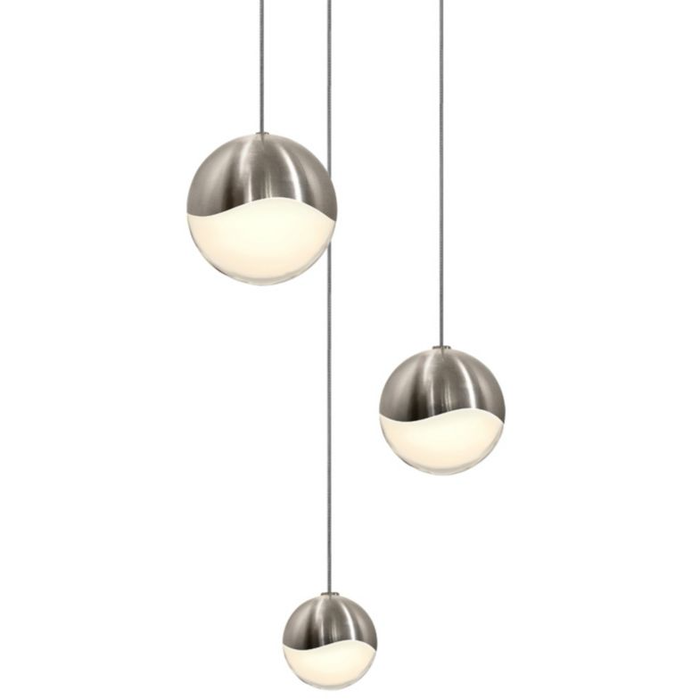 Grapes 3 Assorted Light Round Assorted LED Pendant - Satin Nickel