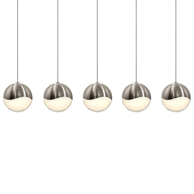 Grapes 5 Large Light LED Rectangular Multipoint Pendant  - Satin Nickel