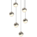Grapes 6 Small Light Round Assorted LED Pendant - Satin Nickel