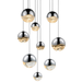 Grapes 9 Assorted Light LED Round Multipoint Pendant - Polished Chrome