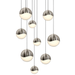 Grapes 9 Assorted Light LED Round Multipoint Pendant - Satin Nickel