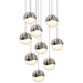 Grapes 9 Large Light LED Round Multipoint Pendant - Satin Nickel