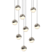 Grapes 9 Small Light LED Round Multipoint Pendant - Satin Nickel