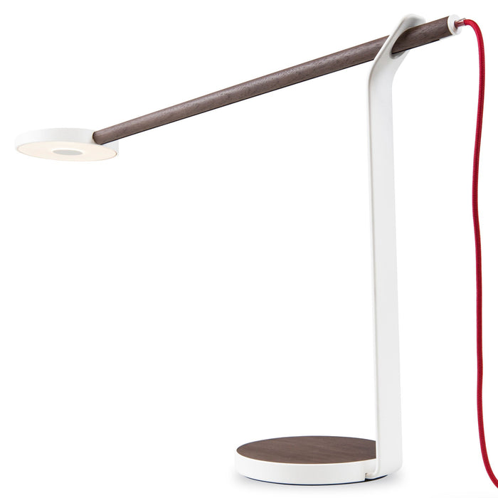 Gravy LED Desk Lamp - Walnut/Matte White/Red Cord