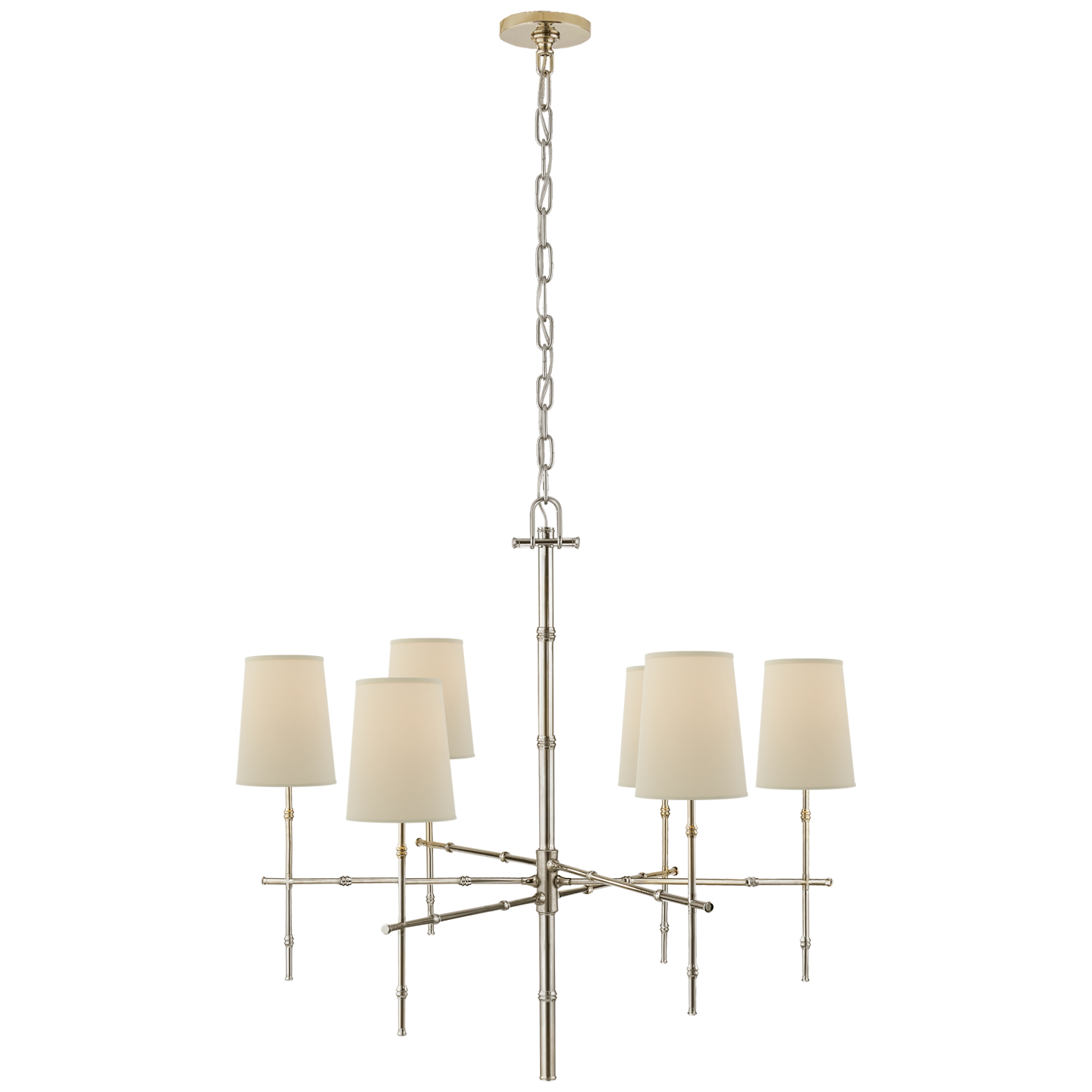 Grenol Medium Modern Bamboo Chandelier - Polished Nickel Finish