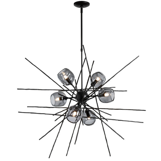 Griffin Starburst Pendant - Black Finish/Cool Grey Glass