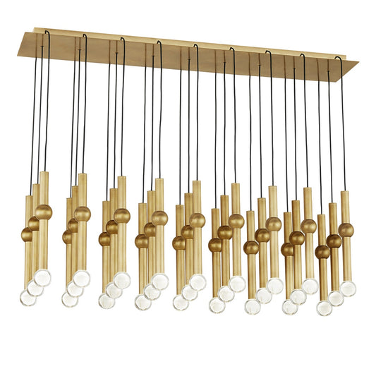 Guyed 27-Light Chandelier - Natural Brass Finish