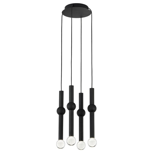 Guyed 4-Light Chandelier - Nightshade Black Finish