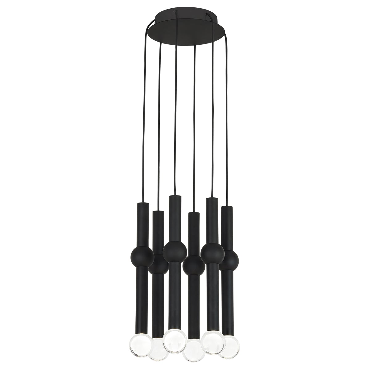 Guyed 6-Light Chandelier - Nightshade Black Finish