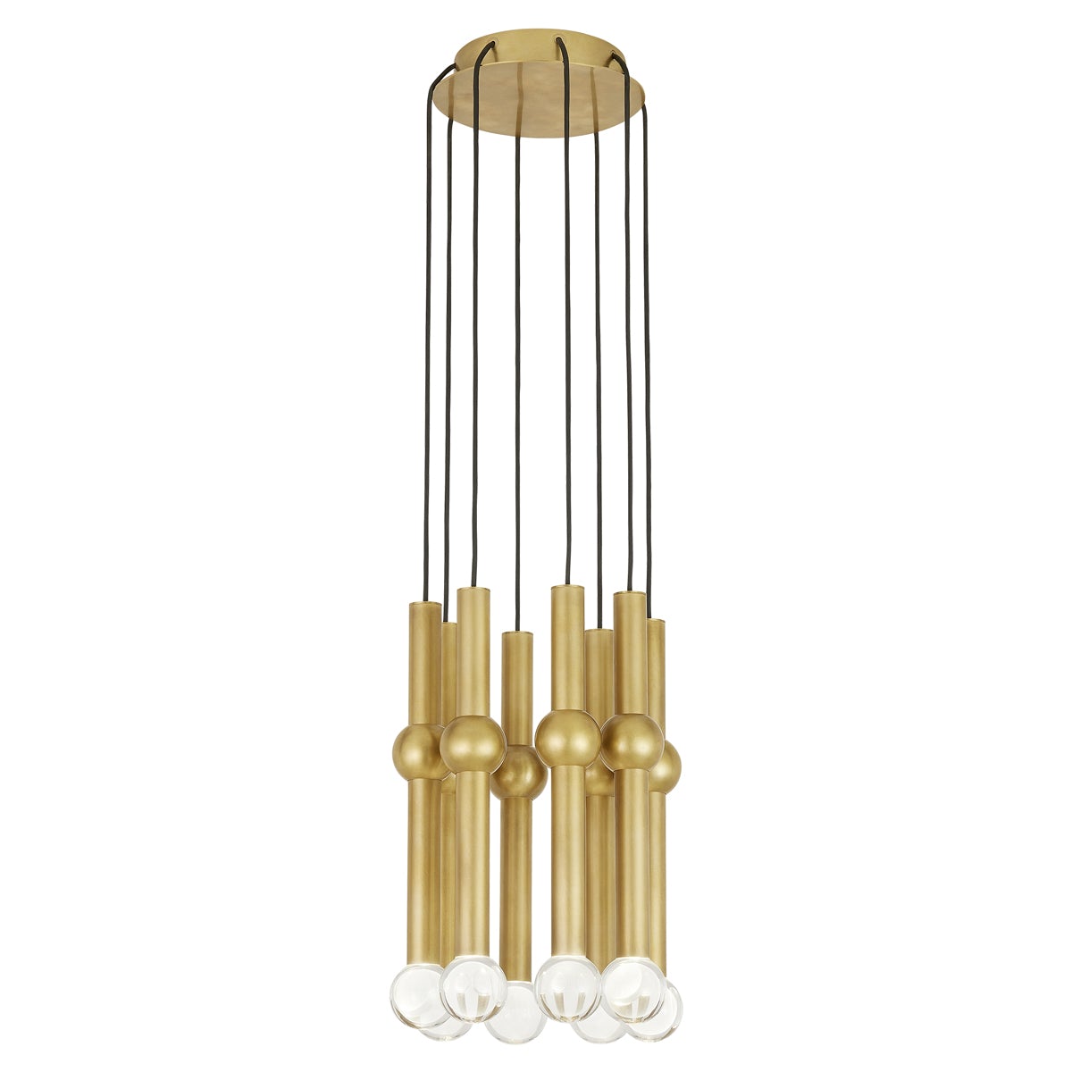 Guyed 8-Light Chandelier - Natural Brass Finish