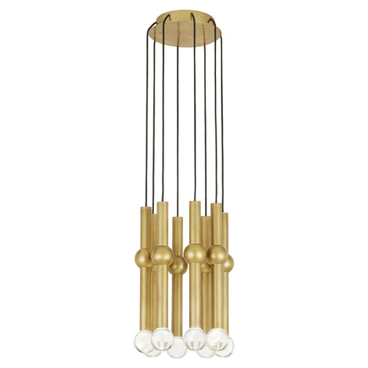 Guyed 8-Light Chandelier - Natural Brass Finish