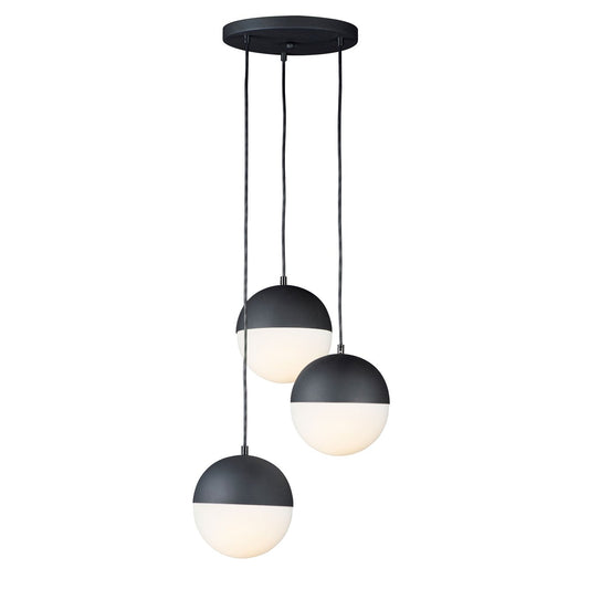 Half Moon Round Multi Light Pendant - Matte Black
