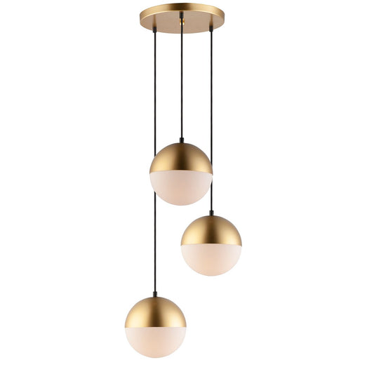 Half Moon Round Multi Light Pendant - Metallic Gold