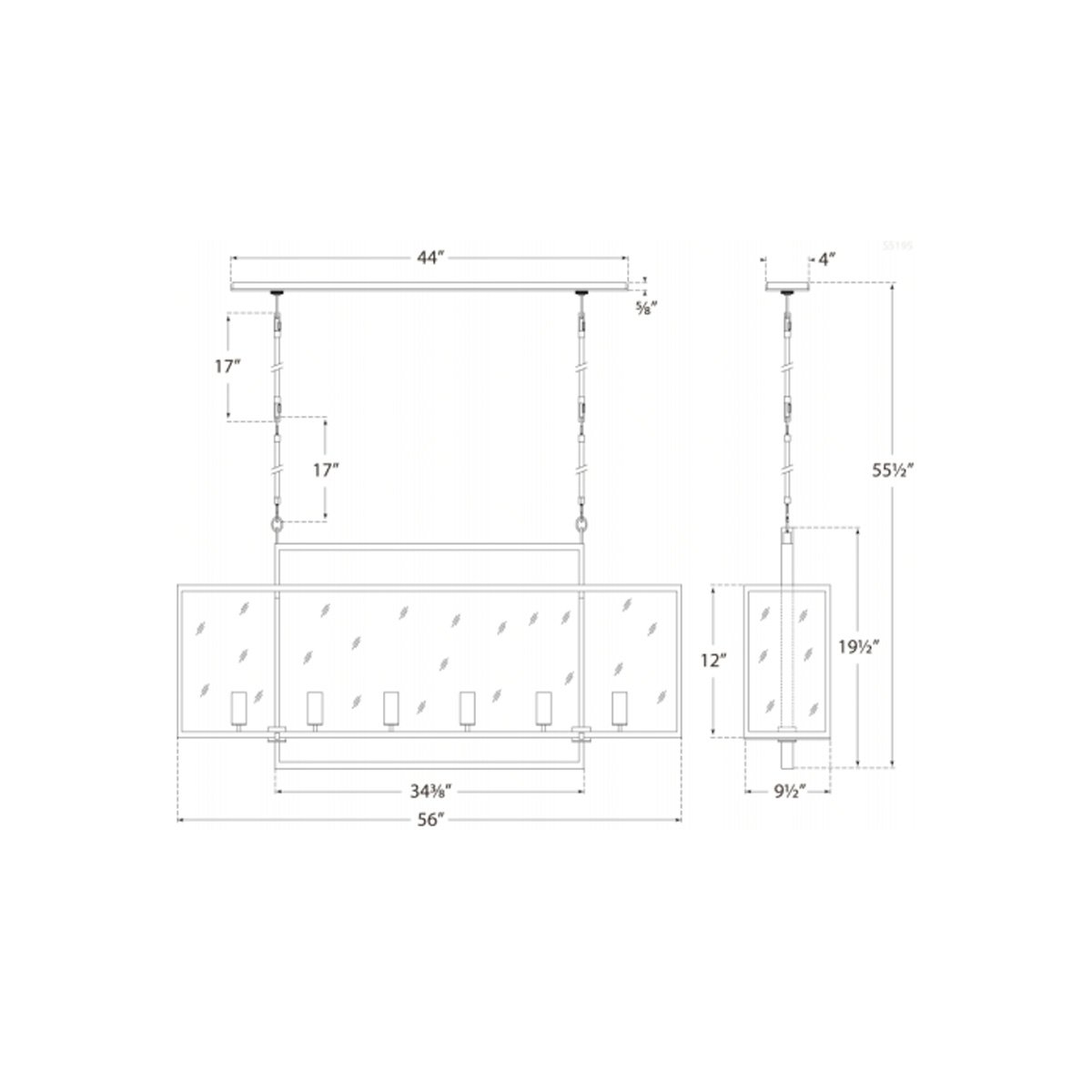 Halle Large Linear Pendant - Diagram