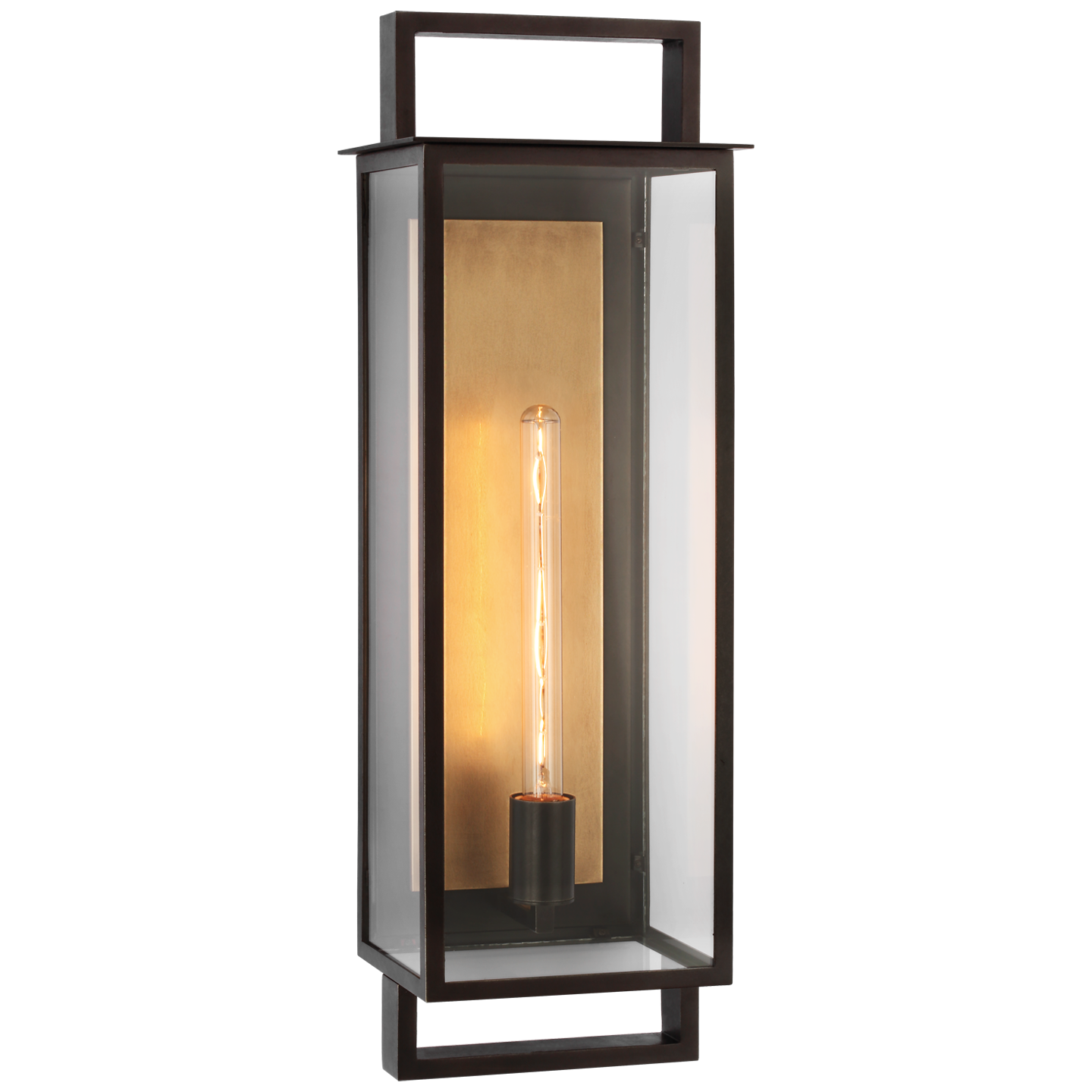 Halle Large Narrow Wall Lantern - Aged Iron Finish