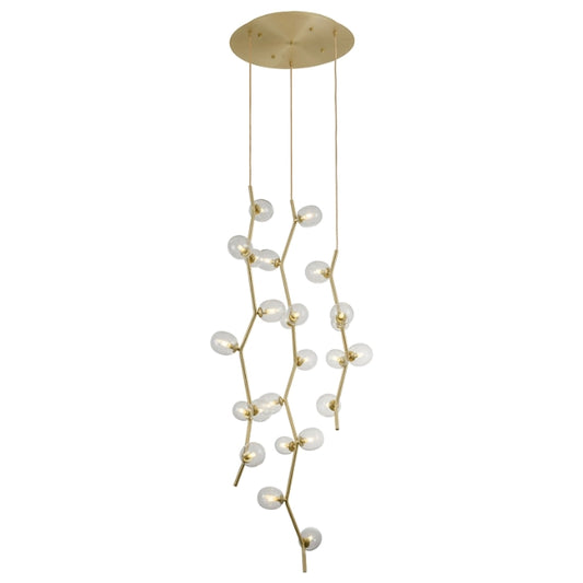 Hampton Multi-Light Pendant - Brushed Brass/Clear Glass