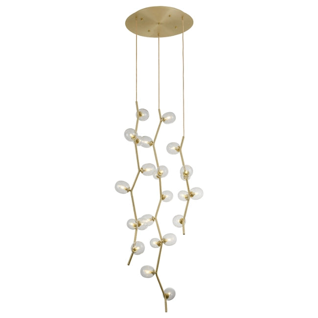 Hampton Multi-Light Pendant - Brushed Brass/Clear Glass