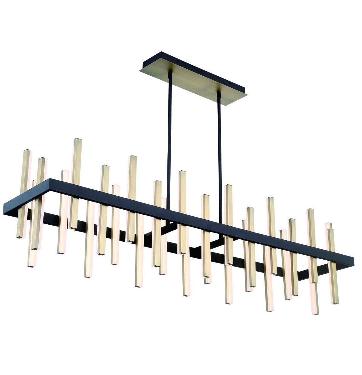 Harmonix Linear Chandelier - Black/Aged Brass Finish