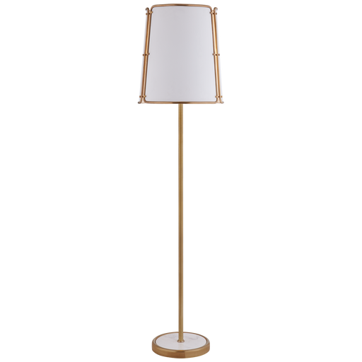 Hastings Large Floor Lamp - Hand-Rubbed Antique Brass Finish with White Shade