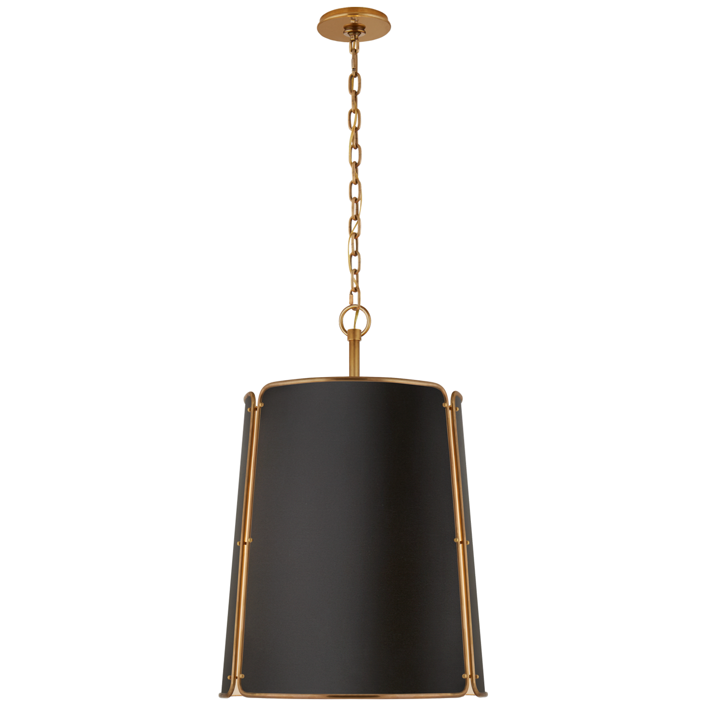 Hastings Large Pendant - Hand-Rubbed Antique Brass Finish with Black Shade