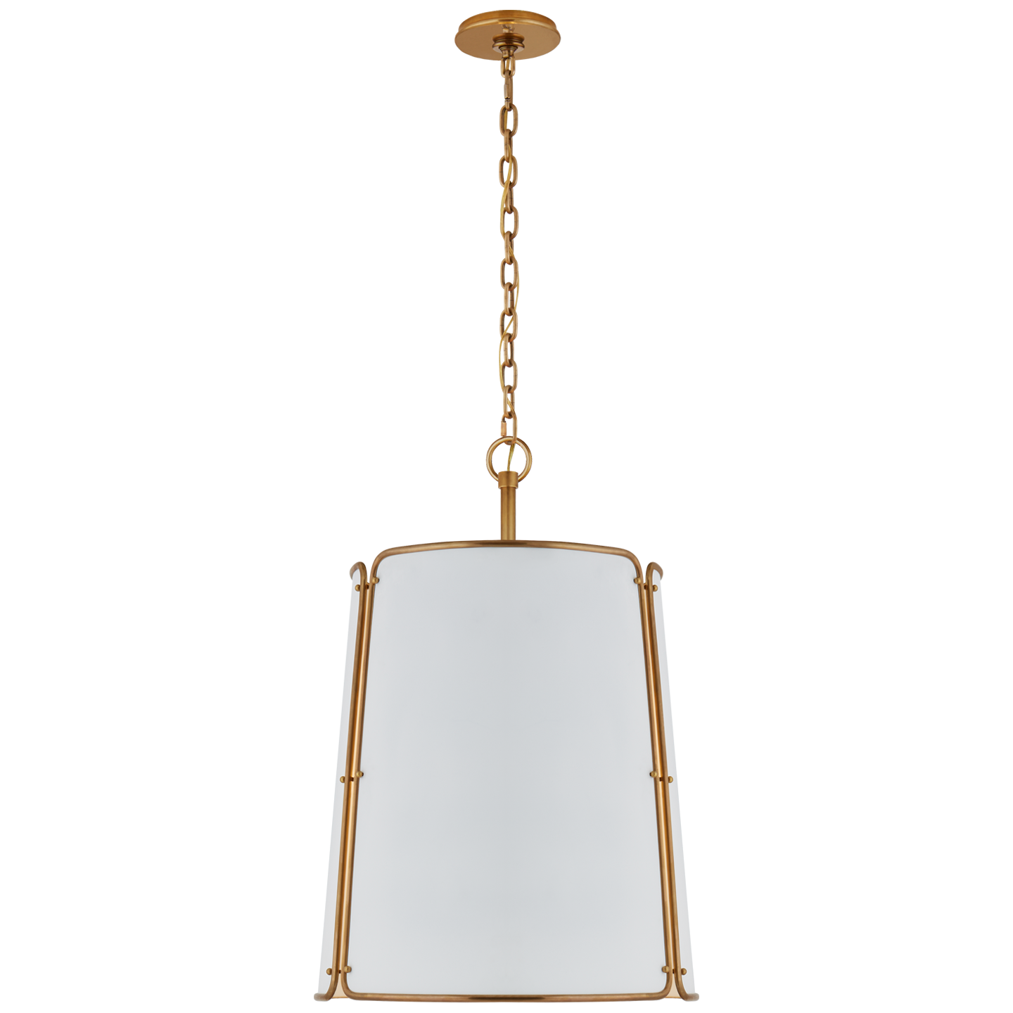 Hastings Large Pendant - Hand-Rubbed Antique Brass Finish with White Shade