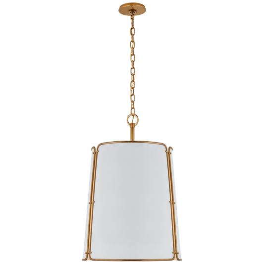 Hastings Large Pendant - Hand-Rubbed Antique Brass Finish with White Shade