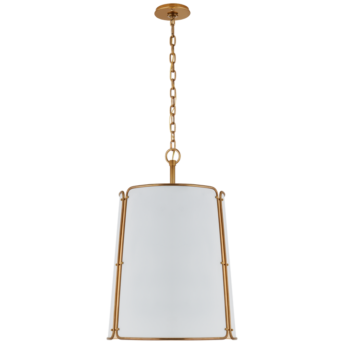 Hastings Large Pendant - Hand-Rubbed Antique Brass Finish with White Shade