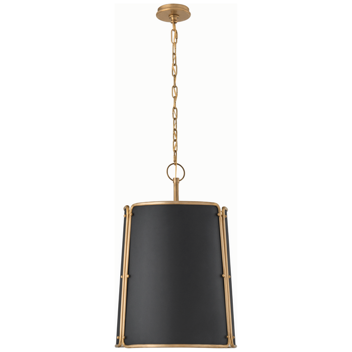 Hastings Medium Pendant - Hand-Rubbed Antique Brass Finish with Black Shade
