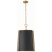 Hastings Medium Pendant - Hand-Rubbed Antique Brass Finish with Black Shade