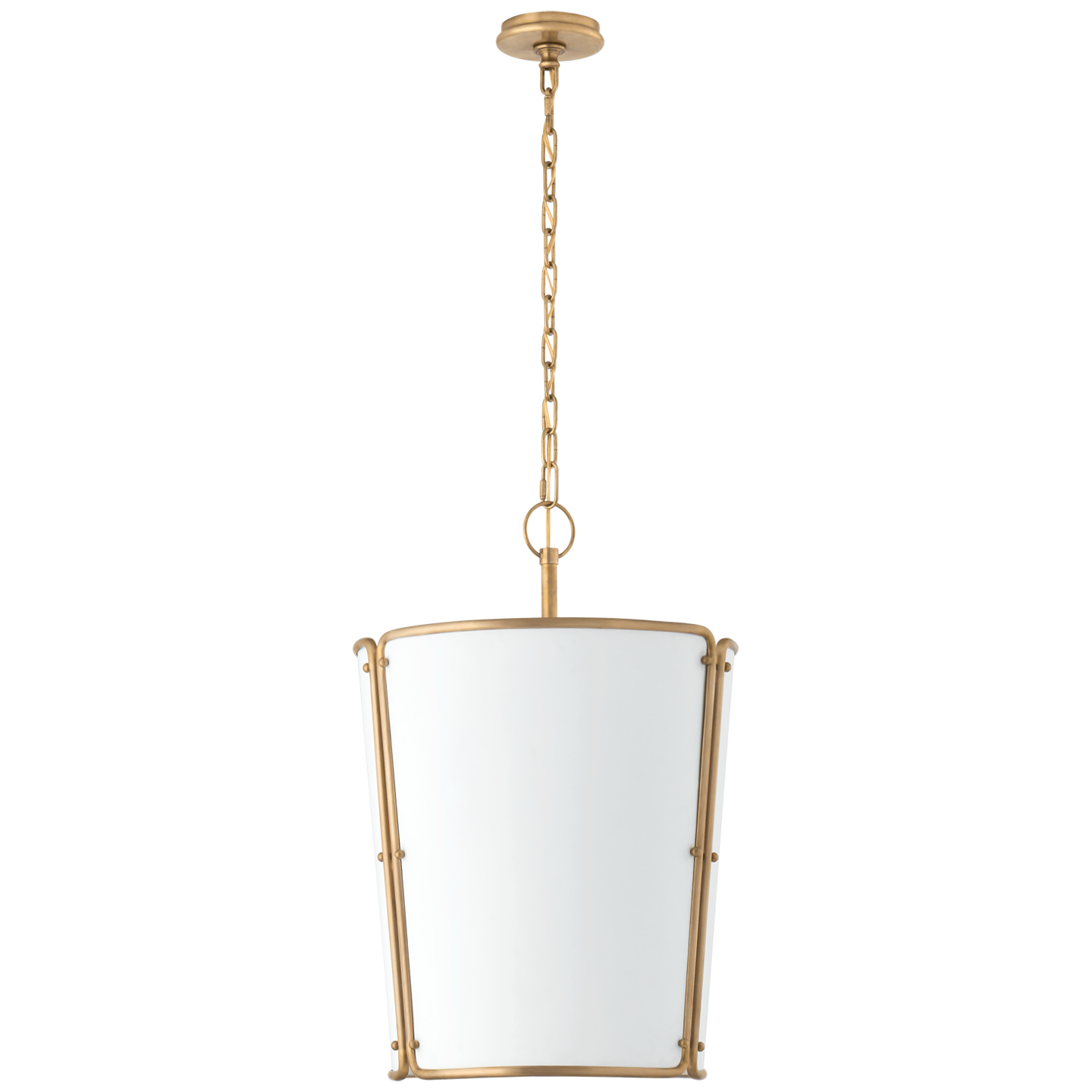 Hastings Medium Pendant - Hand-Rubbed Antique Brass Finish with White Shade