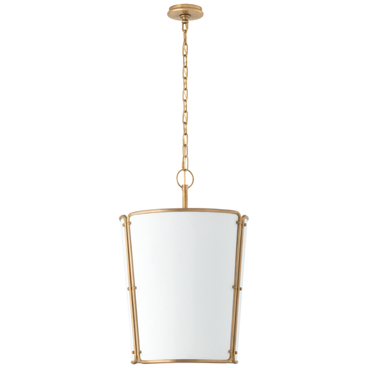 Hastings Medium Pendant - Hand-Rubbed Antique Brass Finish with White Shade