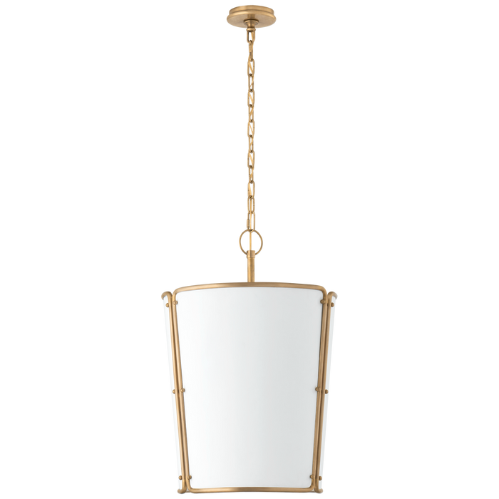 Hastings Medium Pendant - Hand-Rubbed Antique Brass Finish with White Shade