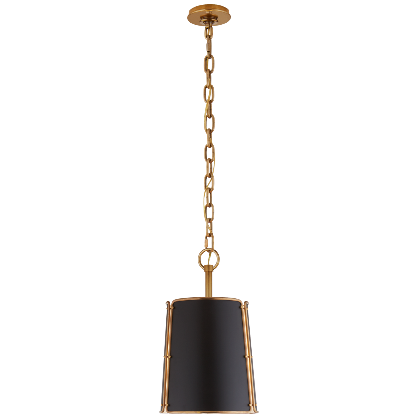 Hastings Small Pendant - Hand-Rubbed Antique Brass Finish with Black Shade