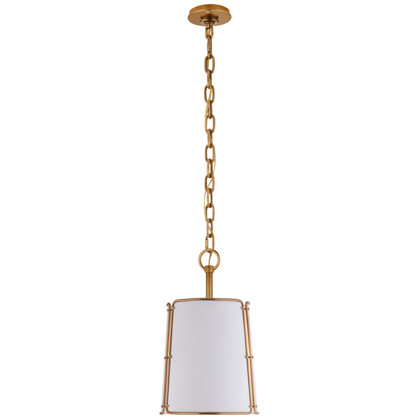 Hastings Small Pendant - Hand-Rubbed Antique Brass Finish with White Shade