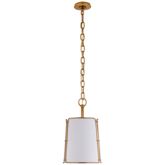 Hastings Small Pendant - Hand-Rubbed Antique Brass Finish with White Shade