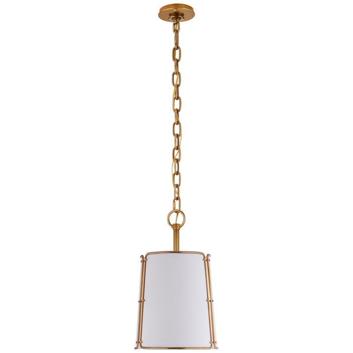 Hastings Small Pendant - Hand-Rubbed Antique Brass Finish with White Shade