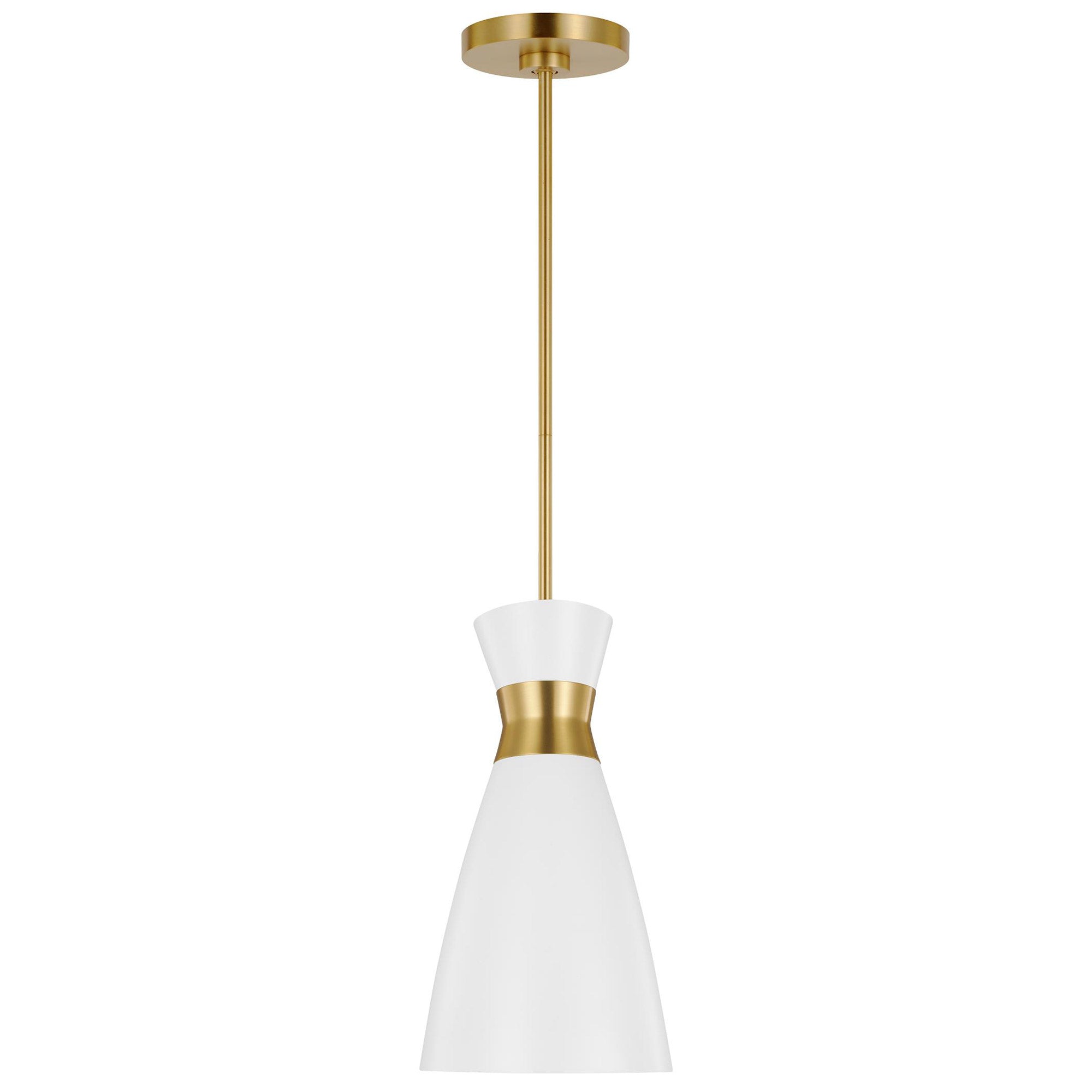 Heath Mini Pendant - Matte White/Burnished Brass