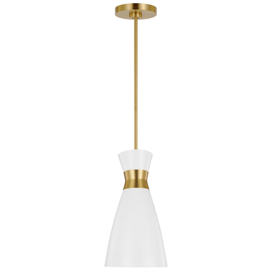 Heath Mini Pendant - Matte White/Burnished Brass