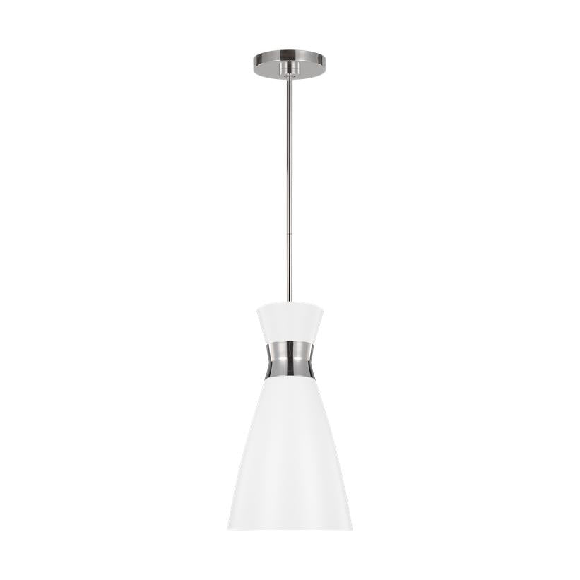 Heath Mini Pendant - Matte White/Polished Nickel