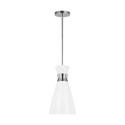 Heath Mini Pendant - Matte White/Polished Nickel