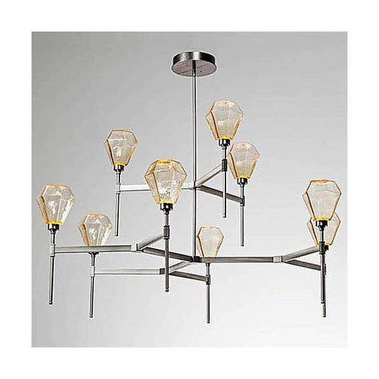 Hedra Round LED Belvedere 2-Tier Chandelier - Chilled Amber/Gunmetal