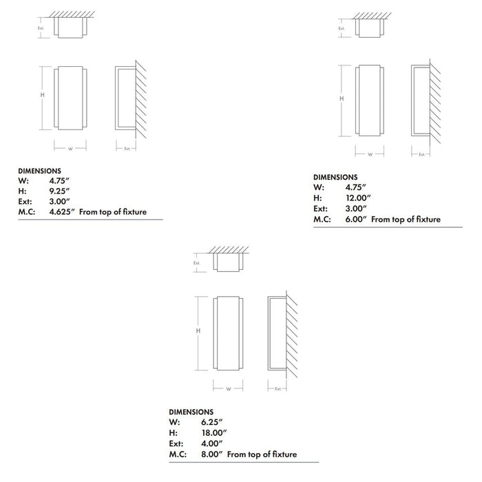 Helio LED Outdoor Wall Sconce - Diagram