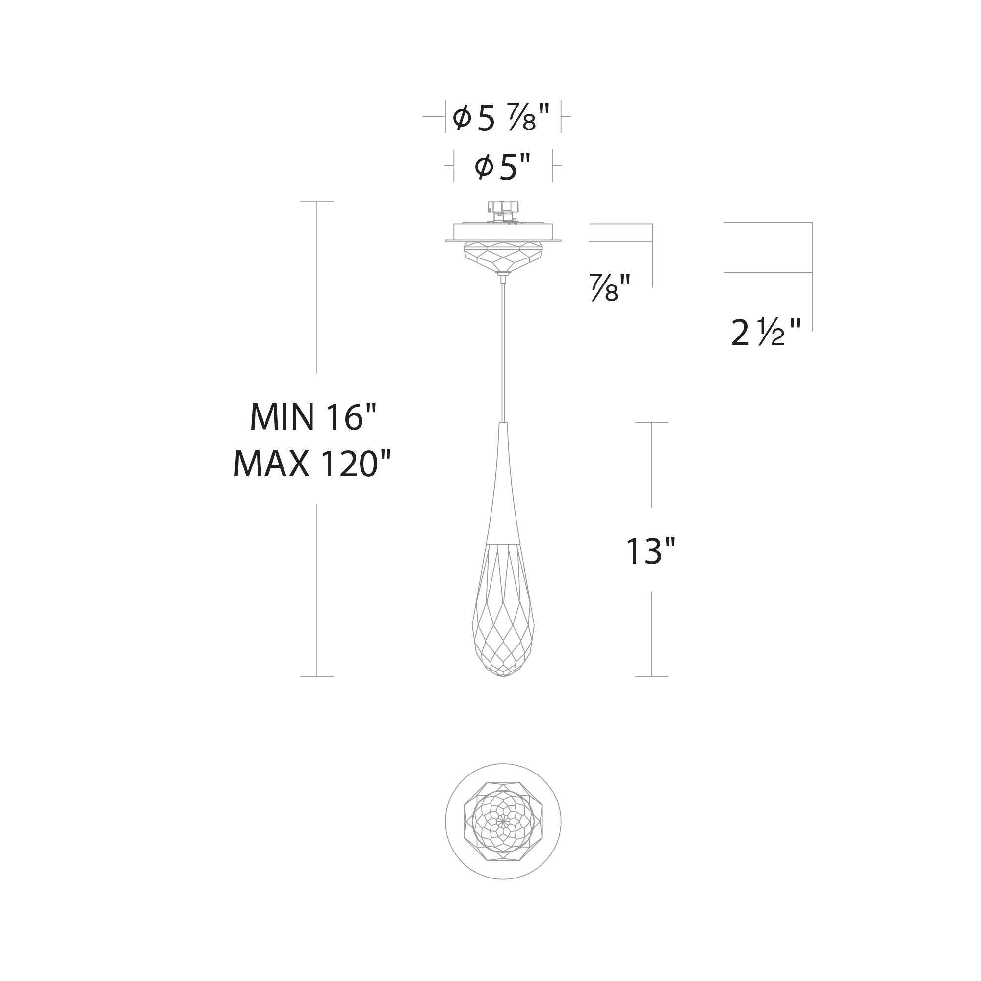 Hibiscus LED Mini Pendant - Diagram