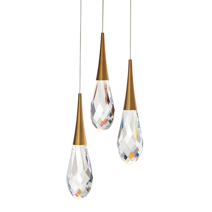 Hibiscus LED 3-Light Pendant - Aged Brass Finish