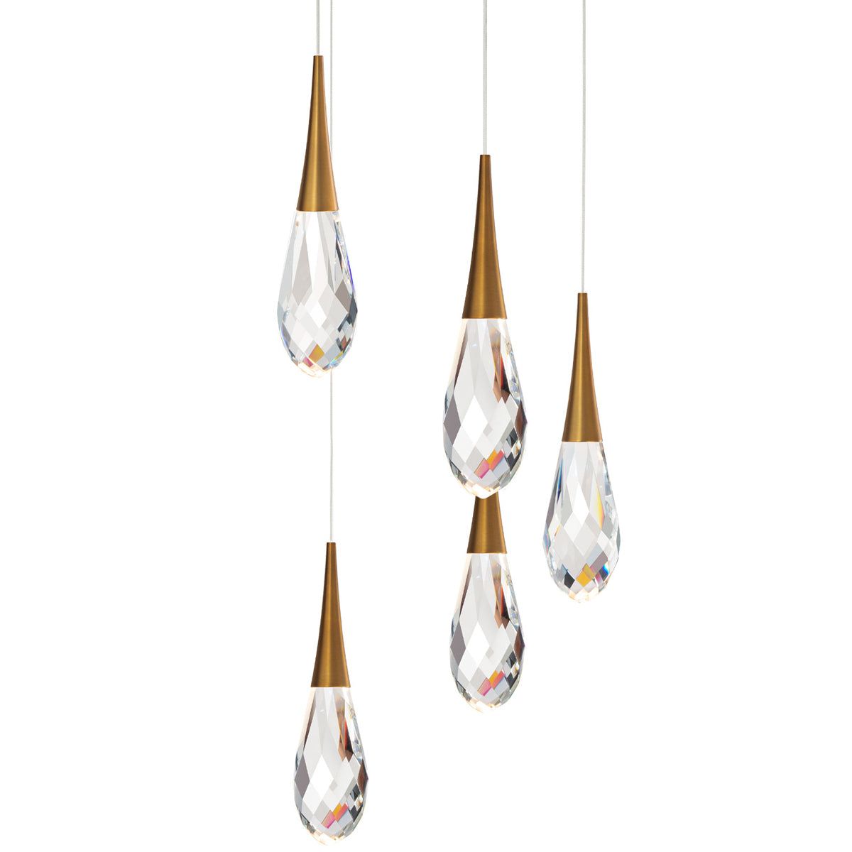 Hibiscus LED 5-Light Pendant - Aged Brass Finish