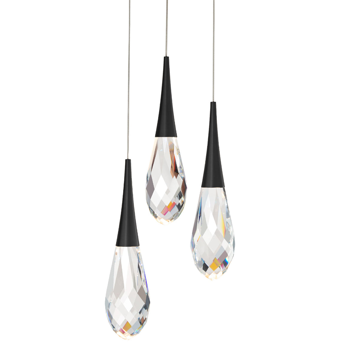 Hibiscus LED 3-Light Pendant - Black Finish