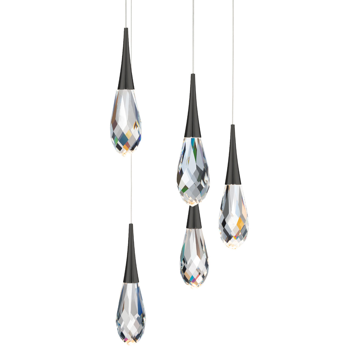 Hibiscus LED 5-Light Pendant - Black Finish