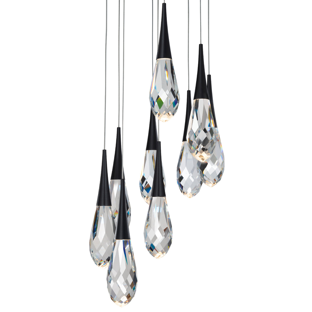 Hibiscus LED 9-Light Pendant - Black Finish